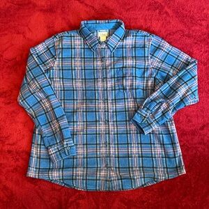 Women's L.L. Bean Size L Fleece Plaid Button Down Shirt Jacket 279359 Blue